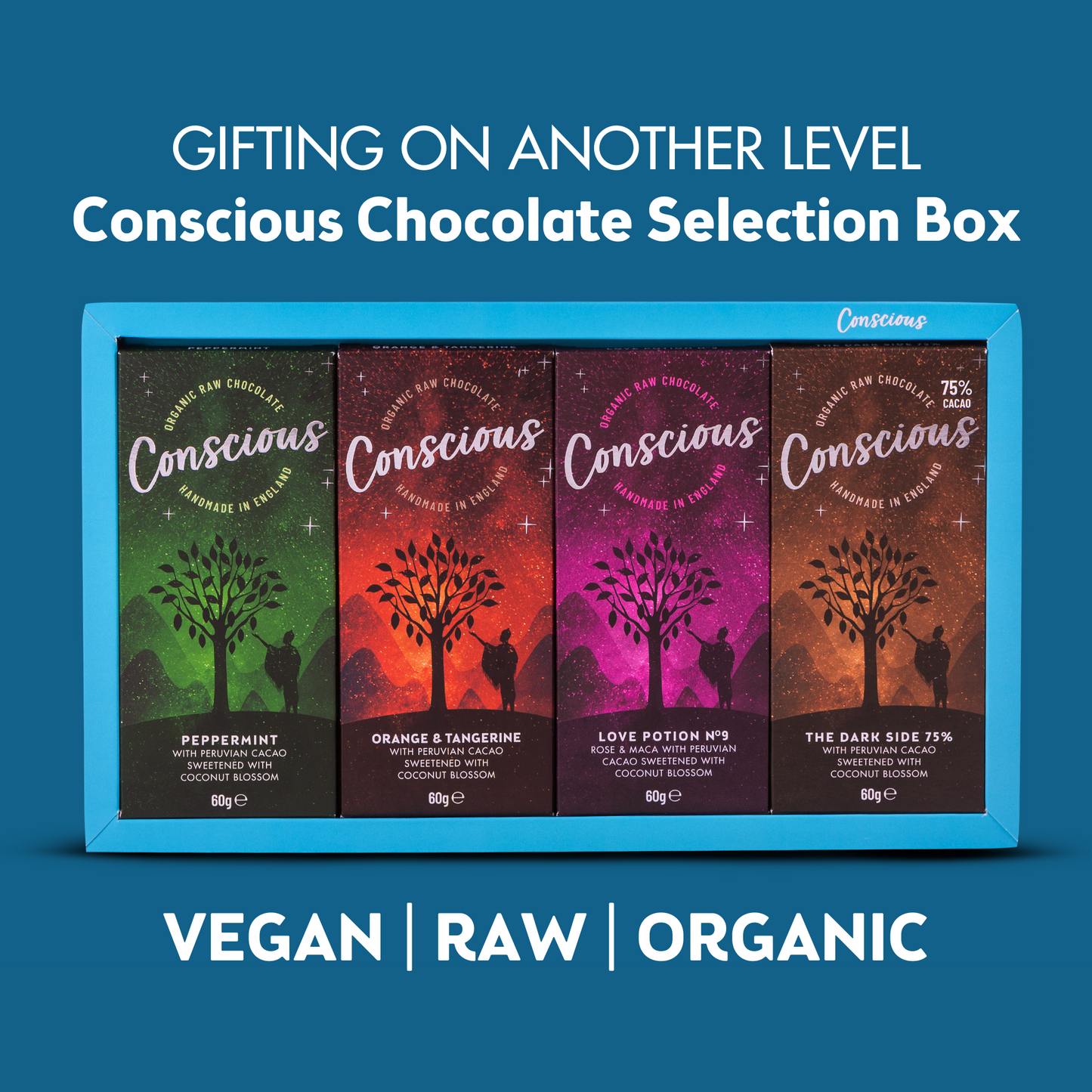 Chocolate Selection Box 240g (4 x 60g Bars) Vegan, Organic